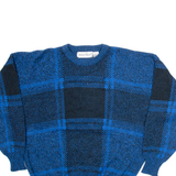 MICHAEL HERALD Mens Patterned Jumper Blue Check Tight Knit XL