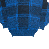 MICHAEL HERALD Mens Patterned Jumper Blue Check Tight Knit XL