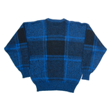 MICHAEL HERALD Mens Patterned Jumper Blue Check Tight Knit XL