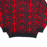 FABRIANO Womens Patterned Jumper Red Geometric Tight Knit S