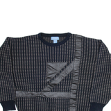 JULIO MATI Mens Patterned Jumper Black Geometric Tight Knit M