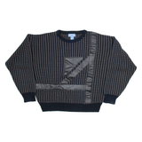 JULIO MATI Mens Patterned Jumper Black Geometric Tight Knit M