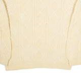 Womens Heavy Knit Jumper Beige Diamond Cable Knit M