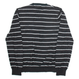 NAUTICA Womens Patterned Jumper Black Striped V-Neck Tight Knit M