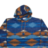 DENIM EXPRESS Hooded Mens Patterned Fleece Blue Colourblock V-Neck Tight Knit XL