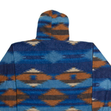 DENIM EXPRESS Hooded Mens Patterned Fleece Blue Colourblock V-Neck Tight Knit XL