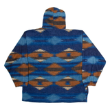 DENIM EXPRESS Hooded Mens Patterned Fleece Blue Colourblock V-Neck Tight Knit XL