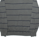 TOMMY HILFIGER Mens Patterned Jumper Grey Striped Tight Knit L