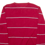 TOMMY HILFIGER Mens Patterned Jumper Red Striped V-Neck Tight Knit L