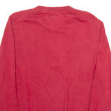 TOMMY HILFIGER Mens Jumper Red V-Neck Tight Knit XL