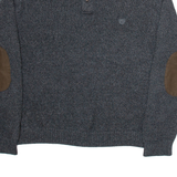 CHAPS Mens Jumper Grey Button Neck Tight Knit 2XL
