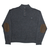 CHAPS Mens Jumper Grey Button Neck Tight Knit 2XL
