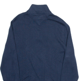 TOMMY HILFIGER Mens Patterned Jumper Blue Striped 1/4 Zip Tight Knit S