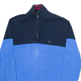 TOMMY HILFIGER Mens Jumper Blue 1/4 Zip Tight Knit M