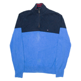 TOMMY HILFIGER Mens Jumper Blue 1/4 Zip Tight Knit M