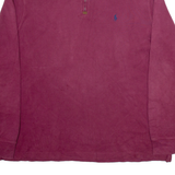 POLO RALPH LAUREN Mens Jumper Maroon 1/4 Zip Tight Knit XL