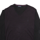 NAUTICA Womens Jumper Black V-Neck Tight Knit XL