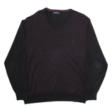 NAUTICA Womens Jumper Black V-Neck Tight Knit XL