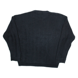 CHAPS Mens Patterned Jumper Black Herringbone Tight Knit L