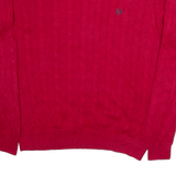 CHAPS Mens Jumper Red Cable Knit L