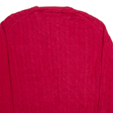 CHAPS Mens Jumper Red Cable Knit L