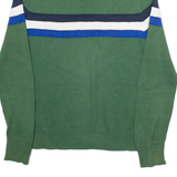 TOMMY HILFIGER Mens Patterned Jumper Green Striped 1/4 Zip Tight Knit S
