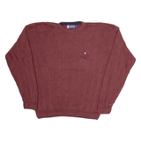 CHAPS RALPH LAUREN Mens Patterned Jumper Maroon Herringbone Tight Knit M