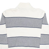 CHAPS Mens Patterned Jumper White Striped 1/4 Zip Tight Knit M
