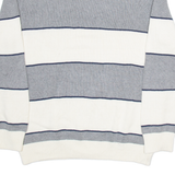 CHAPS Mens Patterned Jumper White Striped 1/4 Zip Tight Knit M