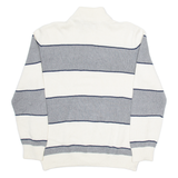 CHAPS Mens Patterned Jumper White Striped 1/4 Zip Tight Knit M