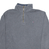 TOMMY HILFIGER Mens Jumper Grey 1/4 Zip Tight Knit M