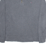 TOMMY HILFIGER Mens Jumper Grey 1/4 Zip Tight Knit M