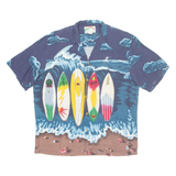 PARADISE FOUND Mens Hawaiian Shirt Blue Crazy Pattern L