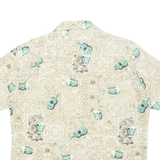 ROUNDY BAY Mens Hawaiian Shirt Beige Crazy Pattern L