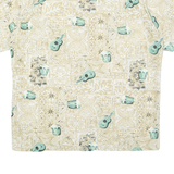 ROUNDY BAY Mens Hawaiian Shirt Beige Crazy Pattern L