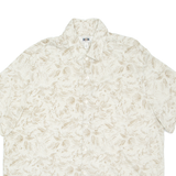 JOSEPH ABBOUD Mens Hawaiian Shirt Cream Floral XL