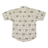 BILLY OBJECTS Mens Hawaiian Shirt Beige Crazy Pattern S