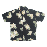 HULA HULA Mens Hawaiian Shirt Black Floral L