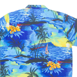 KING KAMEHA Mens Hawaiian Shirt Blue Crazy Pattern L
