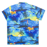 KING KAMEHA Mens Hawaiian Shirt Blue Crazy Pattern L