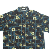 KNIGHTSBRIDGE Mens Hawaiian Shirt Black Floral XL