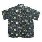 KNIGHTSBRIDGE Mens Hawaiian Shirt Black Floral XL