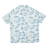 CHAPS Mens Hawaiian Shirt White Crazy Pattern XL