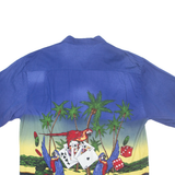 CHILIWEAR Mens Hawaiian Shirt Blue Crazy Pattern XL