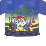 CHILIWEAR Mens Hawaiian Shirt Blue Crazy Pattern XL