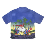 CHILIWEAR Mens Hawaiian Shirt Blue Crazy Pattern XL