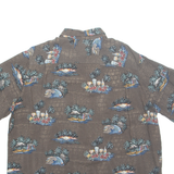 CROFT & BARROW Mens Hawaiian Shirt Brown Crazy Pattern XL