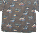CROFT & BARROW Mens Hawaiian Shirt Brown Crazy Pattern XL