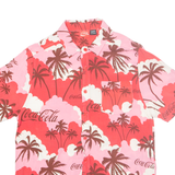 COCA COLA Womens Hawaiian Shirt Pink Floral M