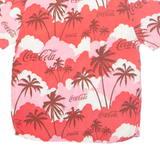 COCA COLA Womens Hawaiian Shirt Pink Floral M
